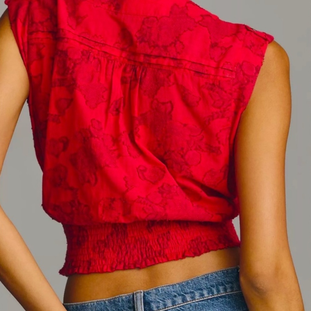 Anthropologie Sleeveless Wrap Top – Red Motif - Picture 3 of 8